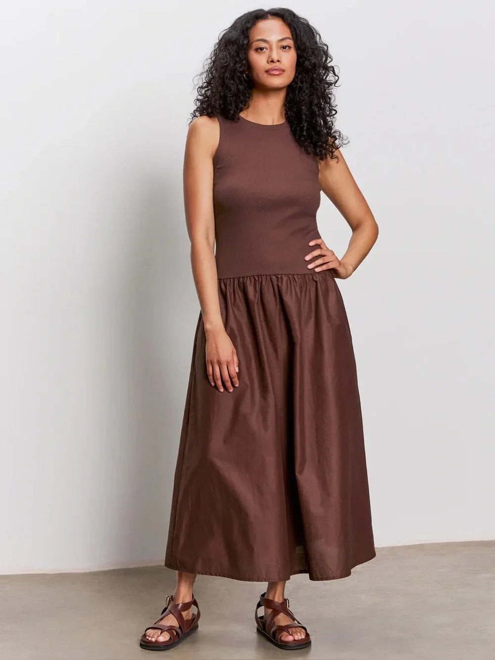 brown poplin midi dress Womens Threadbare Brown 100% Cotton Elasticated Waist Poplin Midi Dress US 6